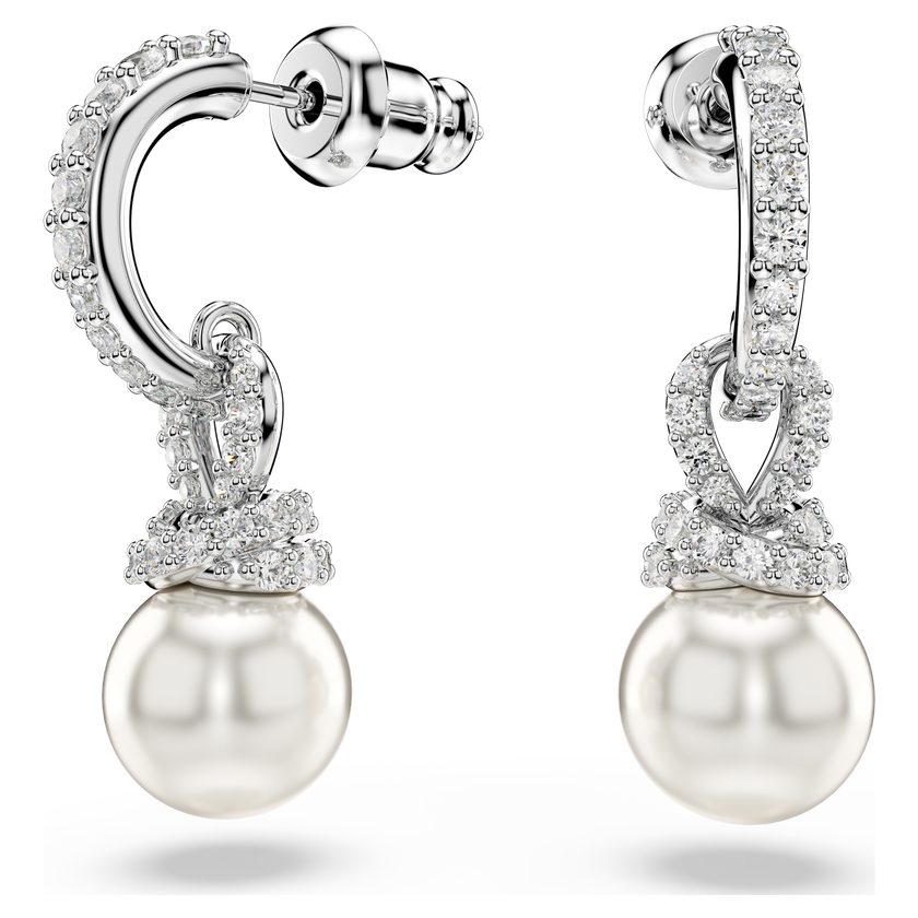 swarovski طقم originally، ترصيع بافيه، لؤلؤ كريستال، لون أبيض، طلاء روديوم