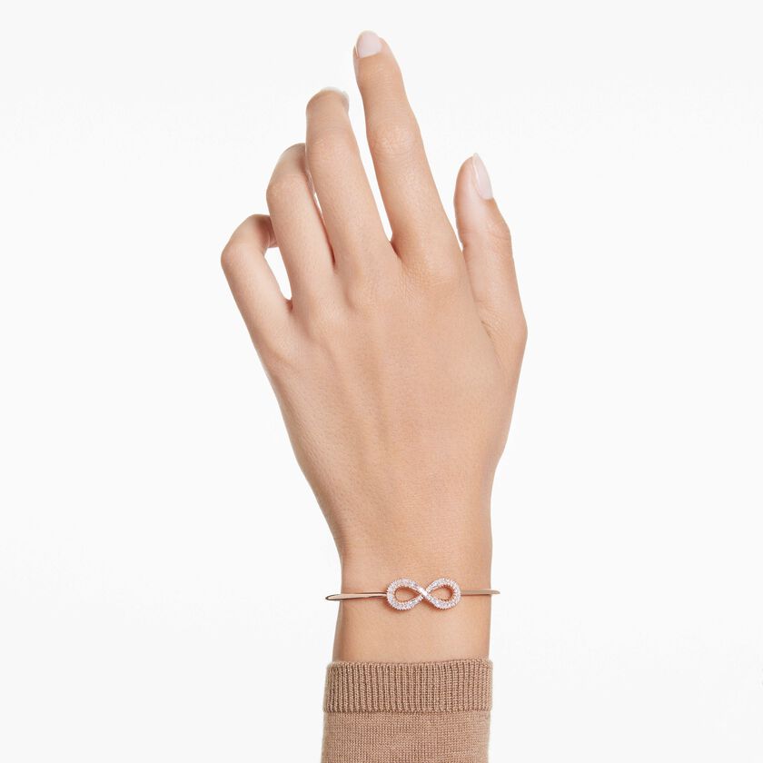swarovski سوار hyperbola، شكل إنفينيتي، لون أبيض، طلاء ذهبي وردي