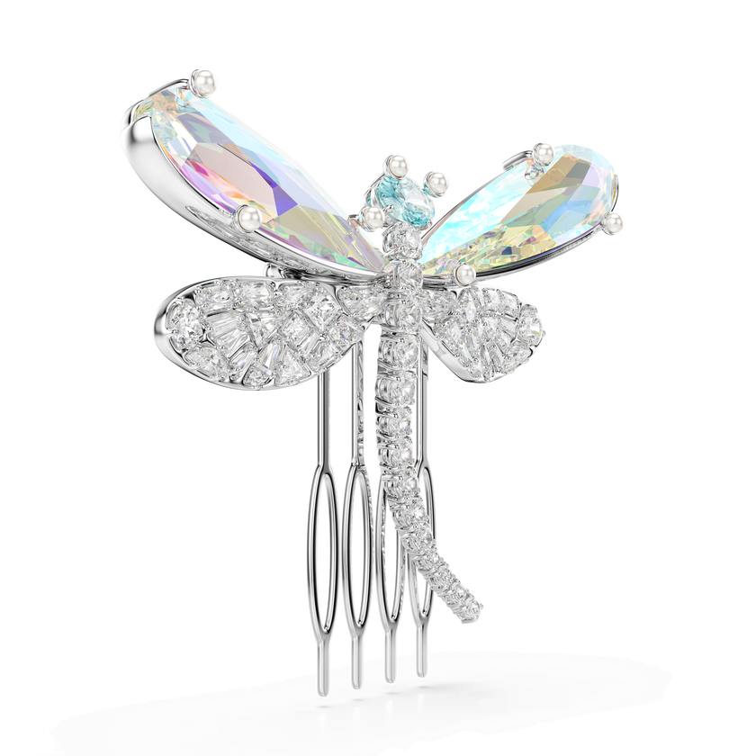 بروش وإكسسوار للشعر ariana grande x swarovski، قطع متنوع، شكل يعسوب، لون أخضر، طلاء روديوم