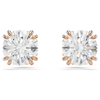 swarovski أقراط دبوسية stilla، قطع مُستدير، لون أبيض، لمسة نهائية من الذهب الوردي عيار 18 قيراط