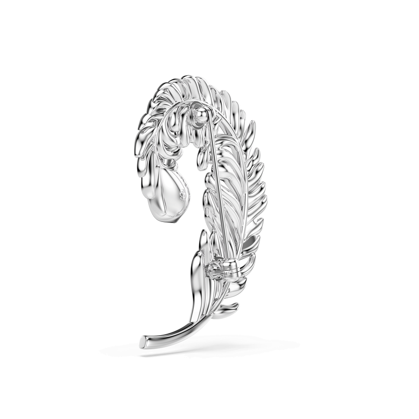 swarovski idyllia brooch  mixed cuts  feather  rhodium plated