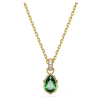 swarovski قلادة chroma، قطع على شكل كمثرى، لون أخضر، طلاء بلون ذهبي