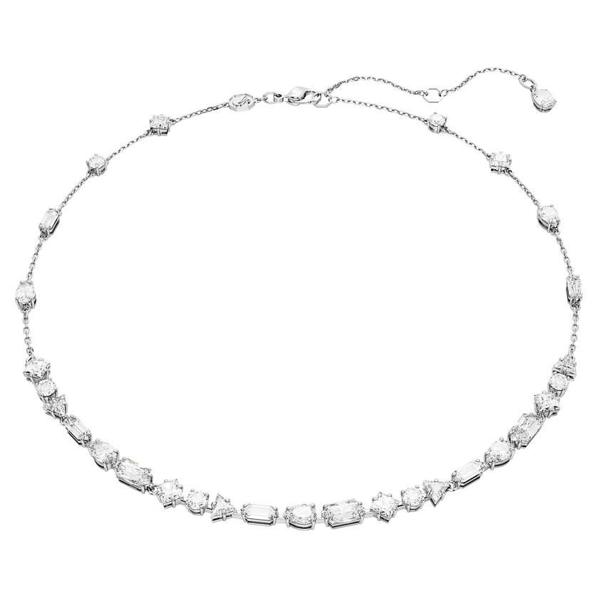 swarovski عقد mesmera، قطع متنوع، تصميم متباين، لون أبيض، طلاء روديوم