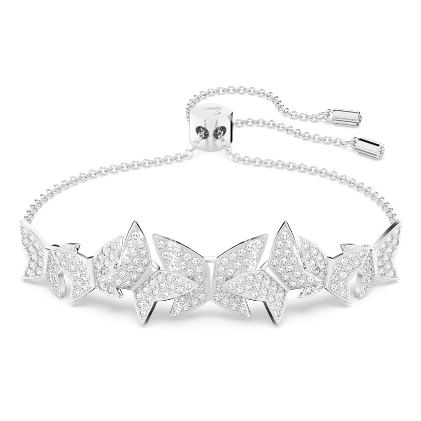 swarovski سوار lilia، مزين بفراشة، لون أبيض، طلاء روديوم