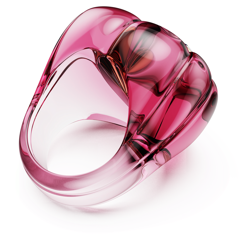 swarovski خاتم كوكتيل dulcis، قطع على شكل قلب، كريستالات مُتراصَّة، شكل قلب، لون وردي