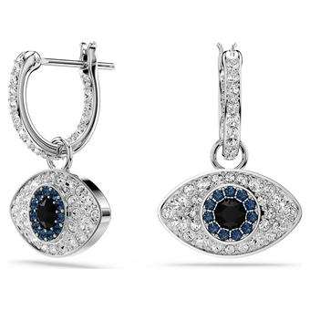 swarovski symbolica drop earrings  evil eye  blue  rhodium plated