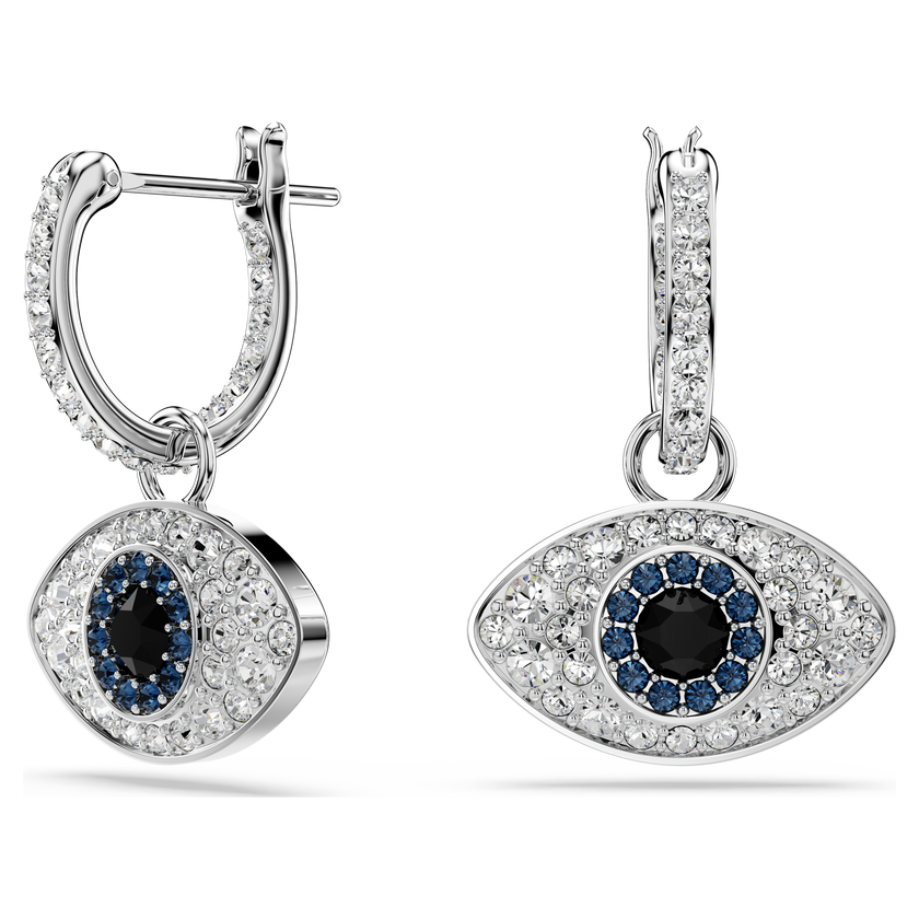 swarovski symbolica drop earrings  evil eye  blue  rhodium plated