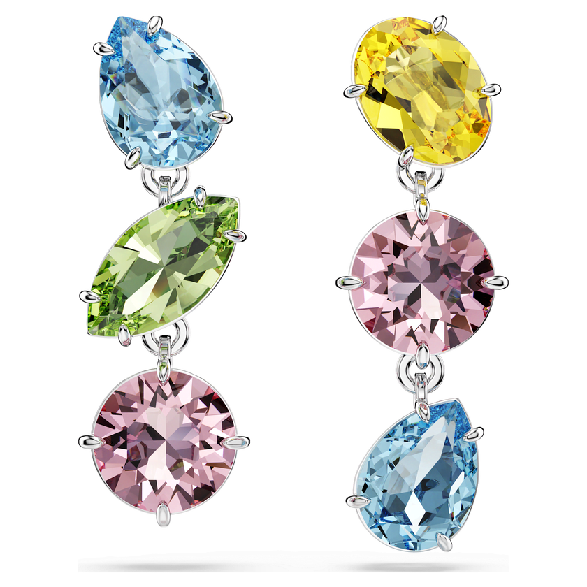swarovski أقراط متدلية gema، تصميم غير متماثل، قطع متنوع، ألوان متعددة، طلاء روديوم