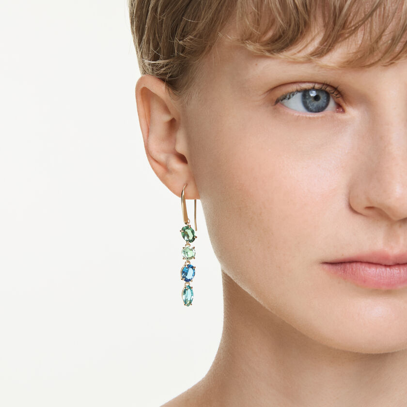 swarovski أقراط متدلية gema، قطع متنوع، ألوان متعددة، طلاء باللون الذهبي