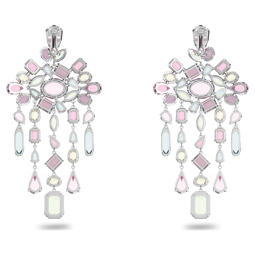 swarovski أقراط gema مشبك، على شكل ثريا، متعددة الألوان، طلاء روديوم