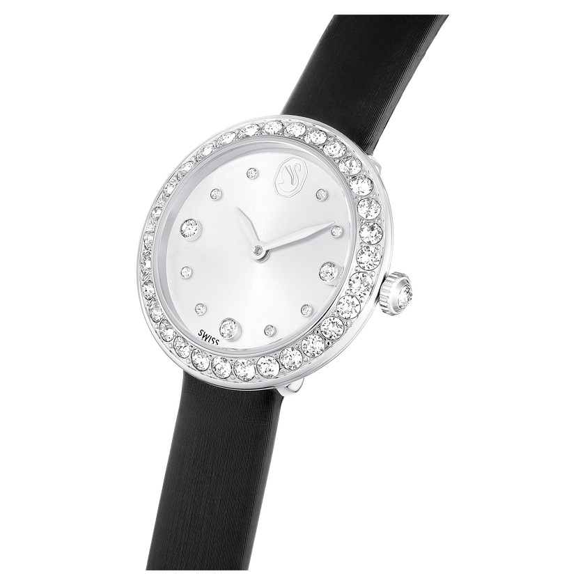 swarovski ساعة matrix tennis، صناعة سويسرية، سوار جلد، لون أسود، ستانلس ستيل