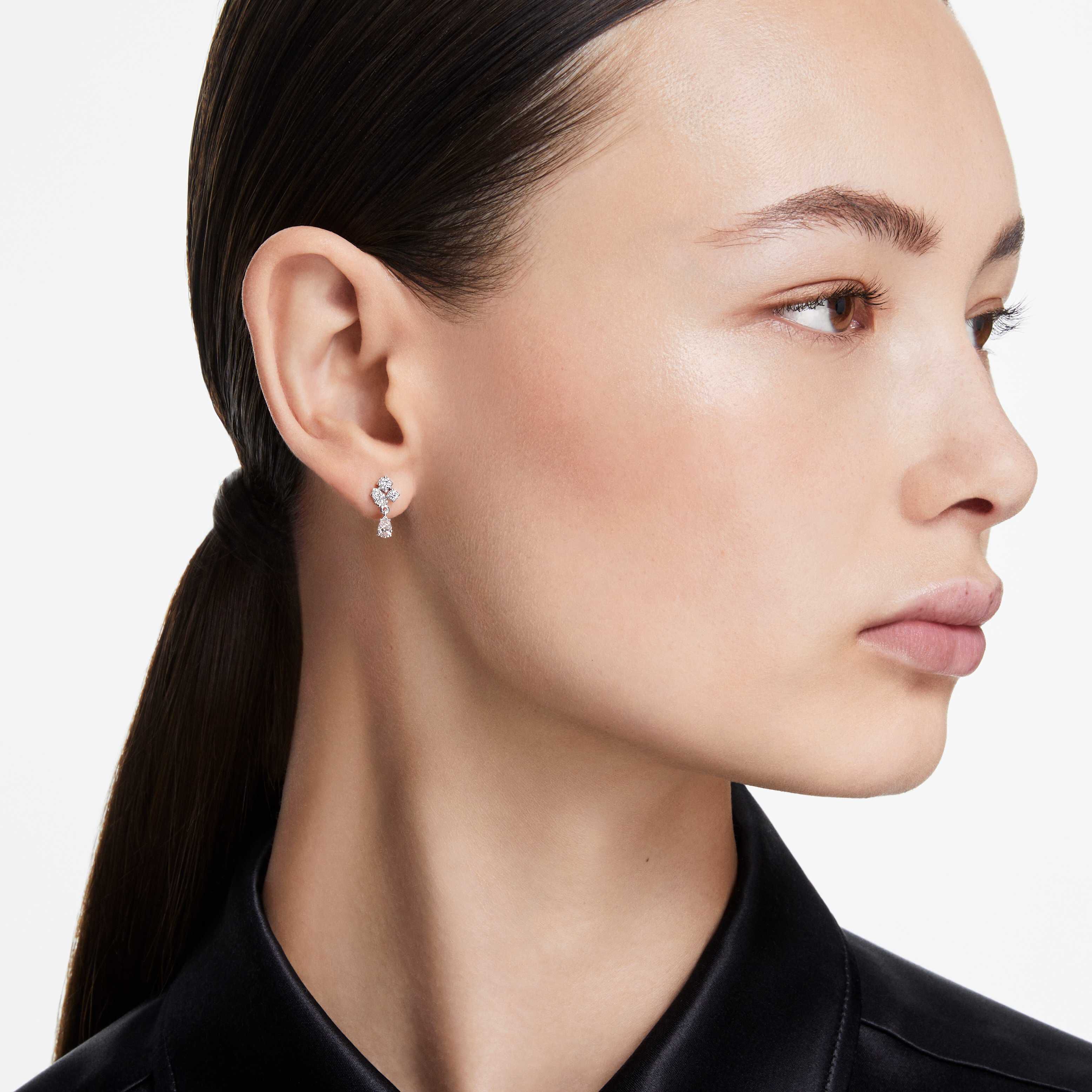 swarovski أقراط متدلية galaxy، أحجار ألماس مُصنعة في المختبر بإجمالي 0 75 قيراط، ذهب أبيض عيار 18