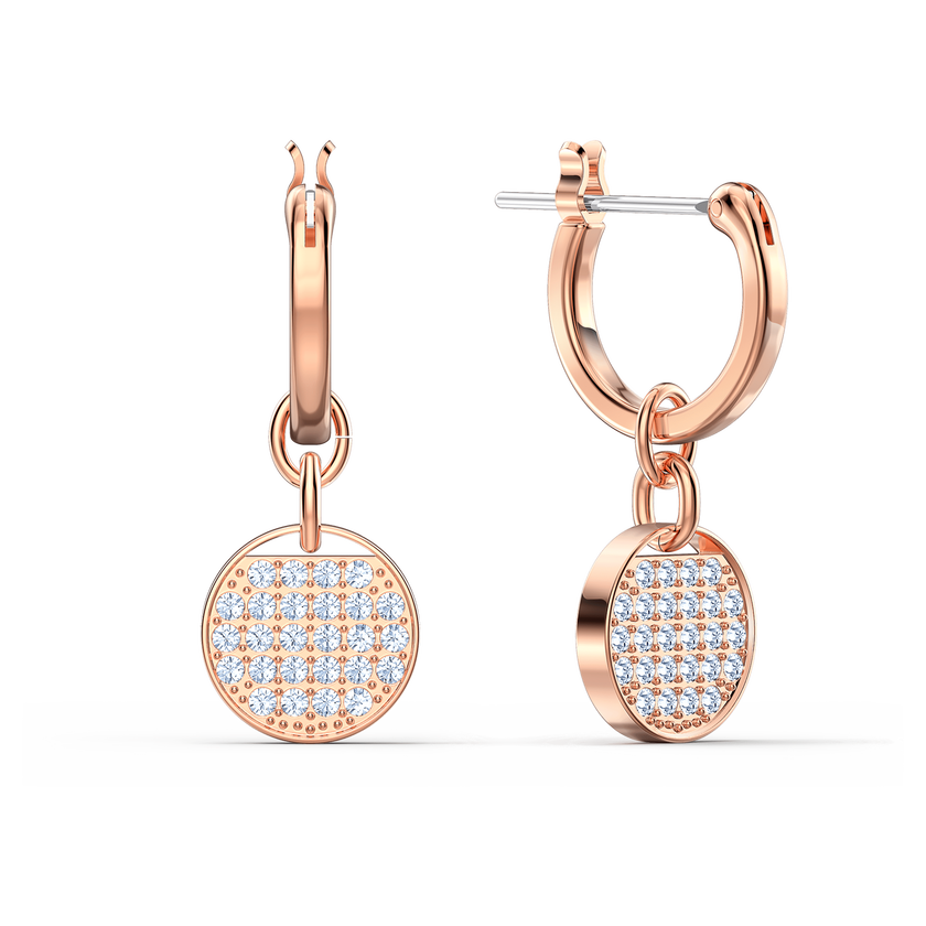swarovski أقراط ginger حلقية صغيرة للأذن المثقوبة، لون أبيض، طلاء ذهبي وردي