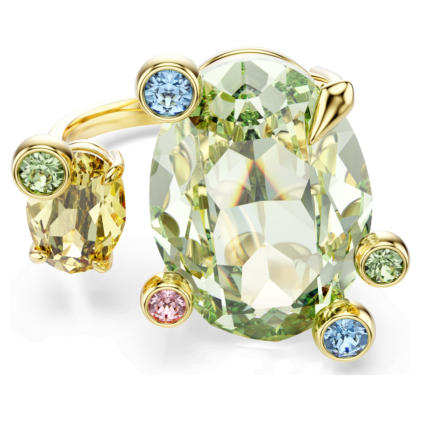 swarovski خاتم مفتوح gema، قطع متنوع، ألوان متعددة، طلاء باللون الذهبي