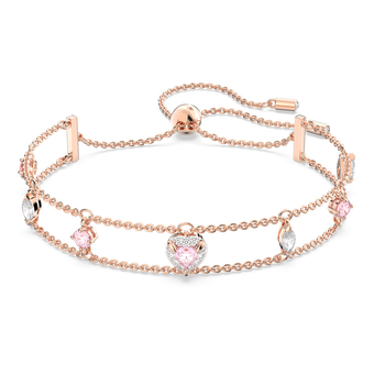 swarovski سوار one، قطع متنوع، شكل قلب، لون وردي، لمسة نهائية من الذهب الوردي عيار 18 قيراط