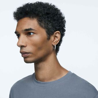 swarovski أقراط dextera حلقية، ثمانية الشكل، حجم صغير، لون أبيض، طلاء روديوم