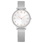 swarovski ساعة clarica، صناعة سويسرية، سوار معدني، لون فضي، ستانلس ستيل