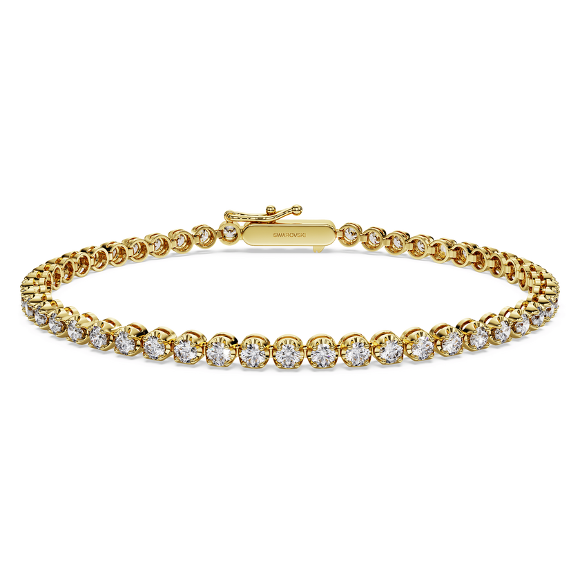 swarovski سوار تنس eternity، ألماس مُصنع في المختبر بإجمالي 2 5 قيراط، شكل دائري، ذهب أبيض عيار 18