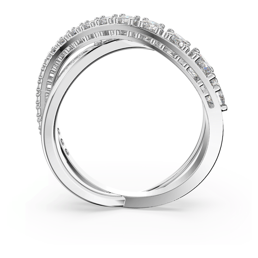 swarovski خاتم hyperbola، قطع مستدير، لون أبيض، طلاء روديوم