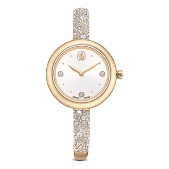 swarovski ساعة sublima bangle، صناعة سويسرية، سوار معدني، لون ذهبي، لمسة نهائية بلون ذهبي شامبين
