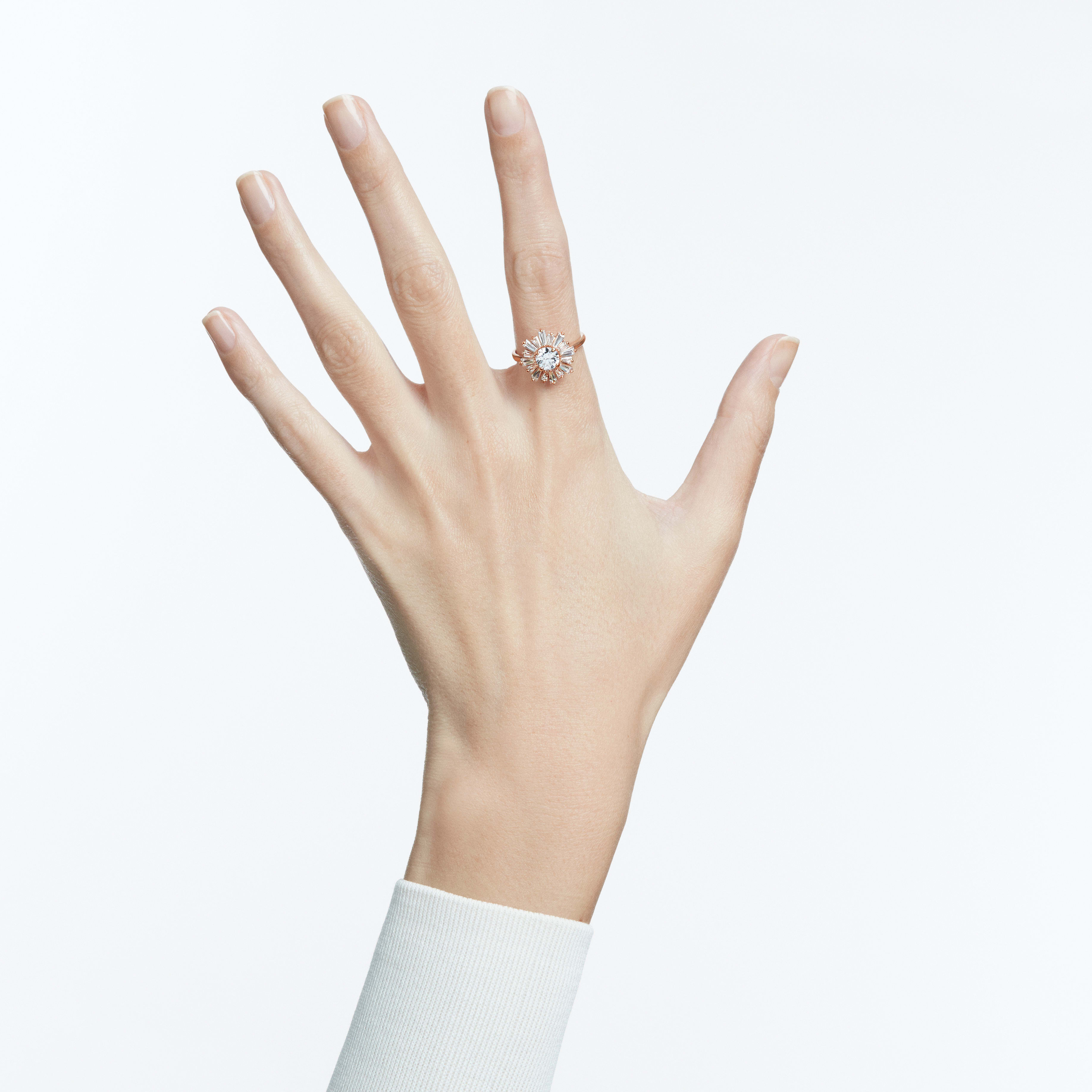 swarovski خاتم sunshine، لون أبيض، طلاء ذهبي وردي