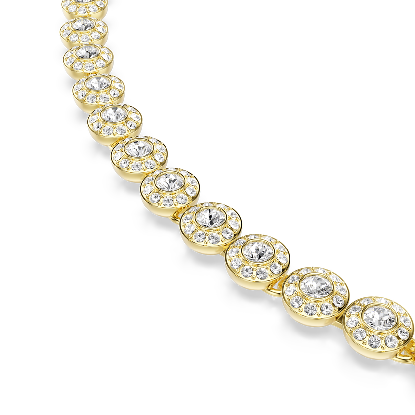 swarovski عقد una angelic، قطع مستدير، حجم صغير، لون أبيض، طلاء باللون الذهبي