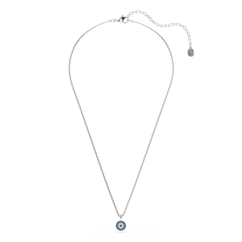 swarovski قلادة luckily، أحجار كريستال صغيرة متراصة، شكل عين، لون أزرق، طلاء روديوم