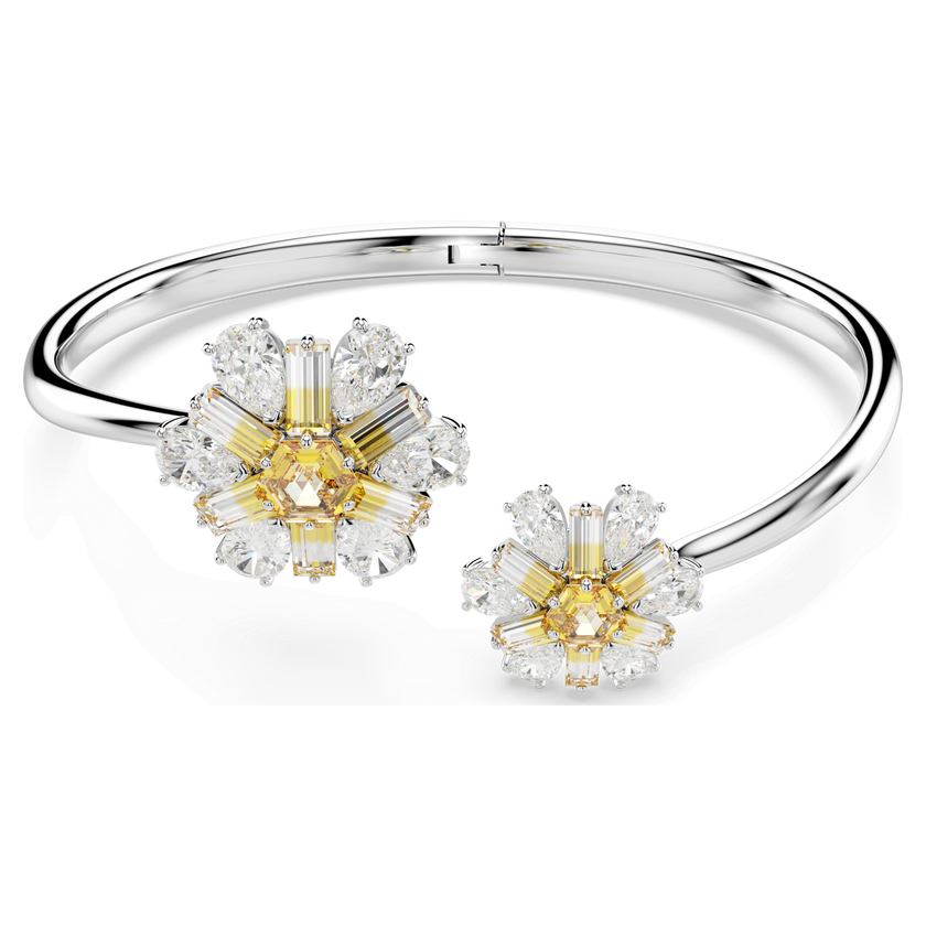 swarovski سوار idyllia، على شكل زهرة، لون أصفر، طلاء روديوم