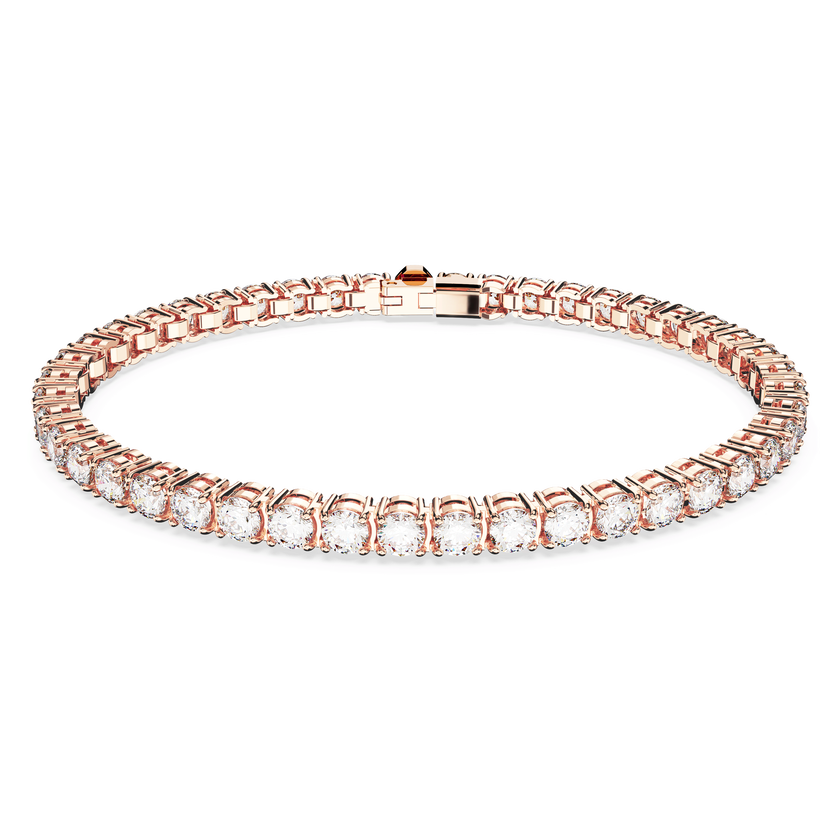 swarovski سوار matrix tennis، قطع مستدير، لون أبيض، طلاء بلون ذهبي وردي