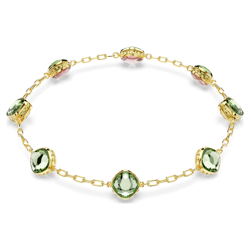 swarovski سلسلة chroma، قطع مُثَمَّن، لون أخضر، طلاء باللون الذهبي