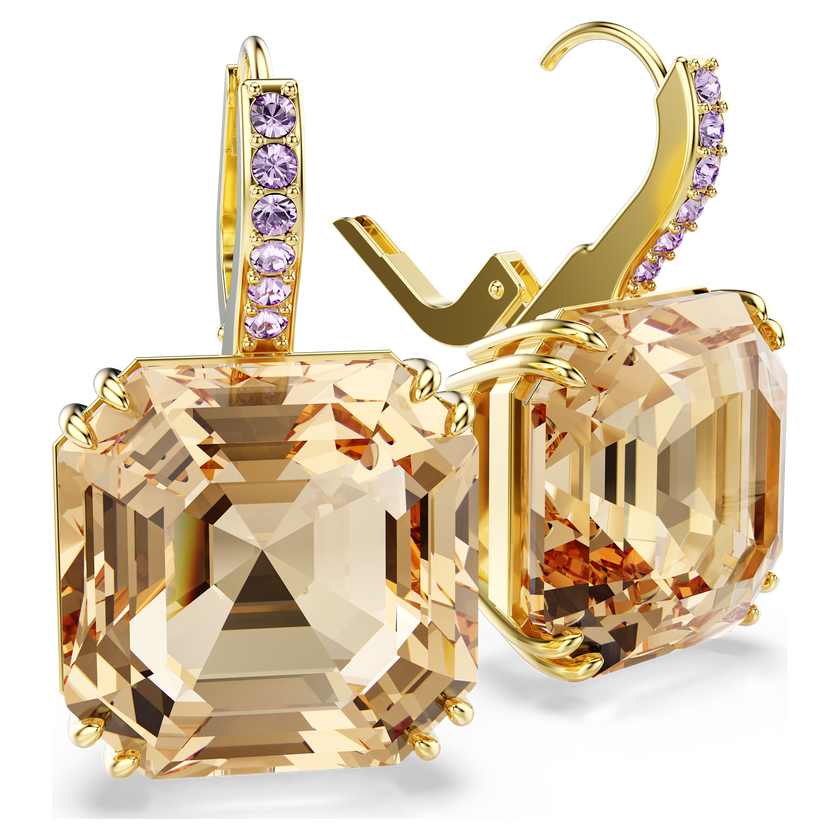 swarovski أقراط متدلية millenia، قطع متنوع، لون كراميل، طلاء باللون الذهبي