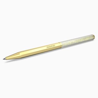 قلم حبر جاف Crystalline، شكل مثمن، لون ذهبي، طلاء بلون ذهبي