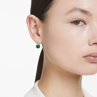swarovski أقراط متدلية bella v، قطع مستدير، لون أخضر، لمسة نهائية من الذهب عيار 18 قيراط