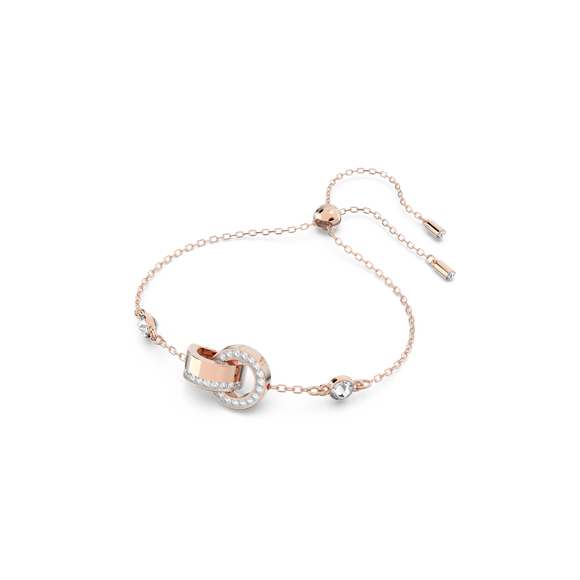 swarovski سوار hollow، لون أبيض، طلاء ذهبي وردي