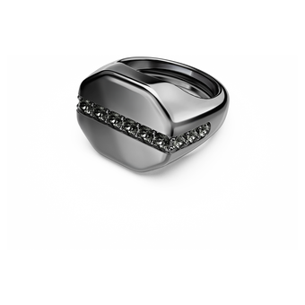 swarovski dextera octagon ring octagon shape round cut black ruthenium plated
