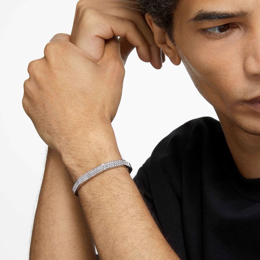 swarovski سوار dextera، شكل ثماني، لون أبيض، طلاء روديوم
