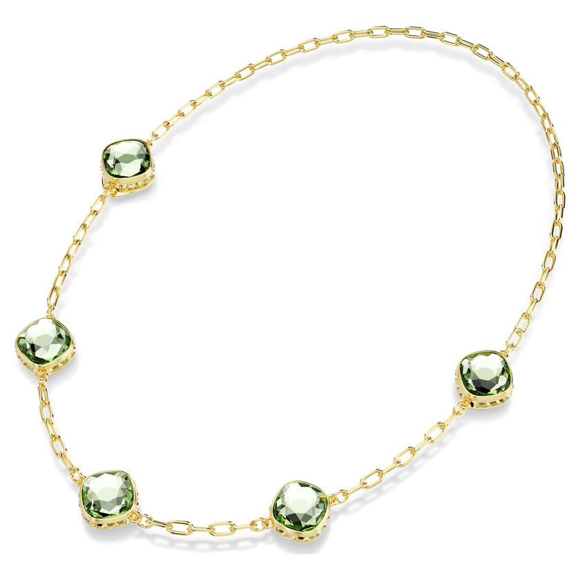 swarovski سلسلة chroma، قطع مُثَمَّن، لون أخضر، طلاء باللون الذهبي