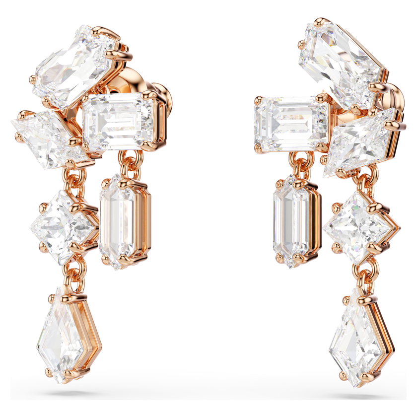 swarovski أقراط متدلية mesmera، قطع متنوع، لون أبيض، طلاء باللون الذهبي الوردي
