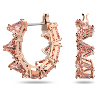 أقراط Millenia حلقية، مزدانة بزركونيا مثلثة من سواروفسكي، لون وردي، طلاء ذهبي وردي swarovski أقراط millenia حلقية، مزدانة بزركونيا مثلثة من سواروفسكي، لون وردي، طلاء ذهبي وردي