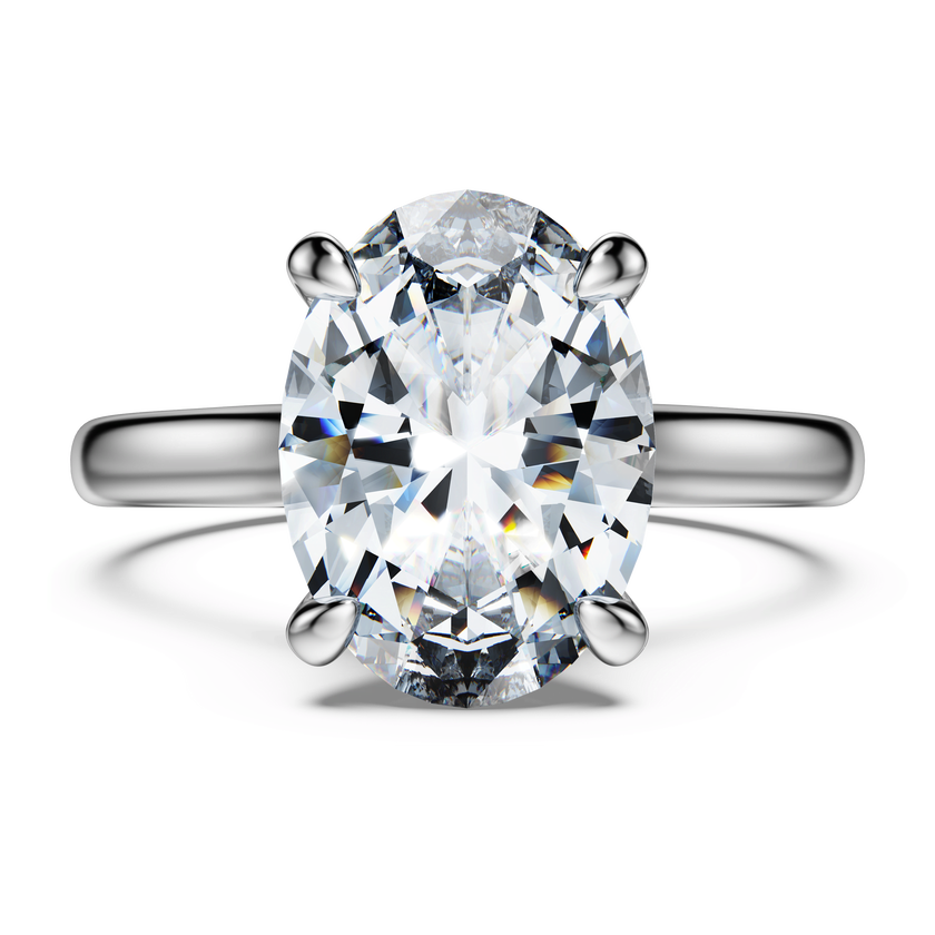 swarovski خاتم سوليتير eternity، أحجار ألماس مُصنعة في المختبر بإجمالي 3 قيراط، قطع بيضاوي، ذهب أبيض عيار 18