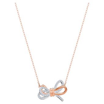 swarovski قلادة lifelong بحلية متدلية على شكل ربطة اقوسيّة، لون أبيض، طلاء مختلط