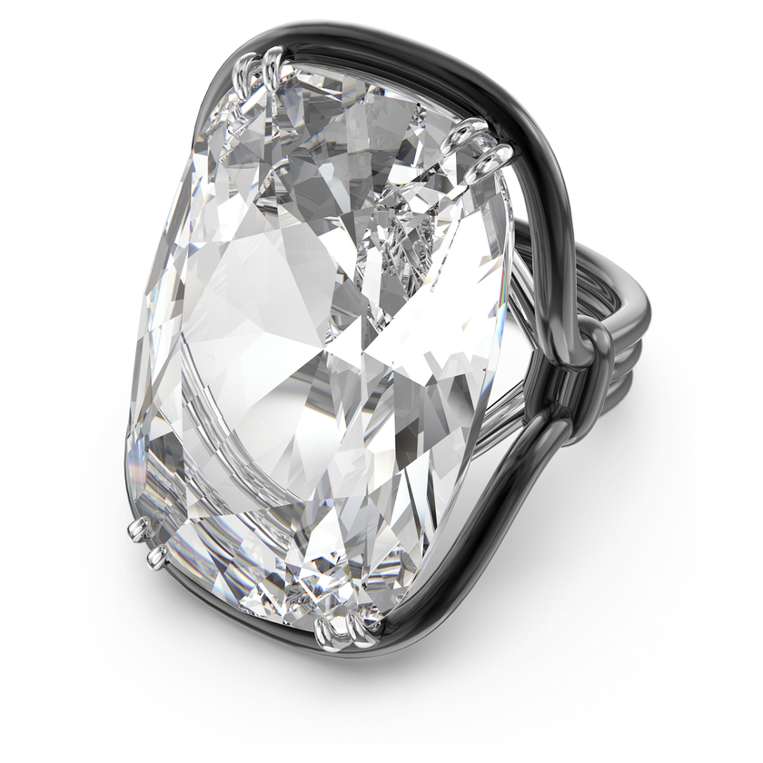 swarovski خاتم harmonia، مزدان بكريستال عائم كبير الحجم، لون أبيض، لمسة نهائية من معادن مختلطة
