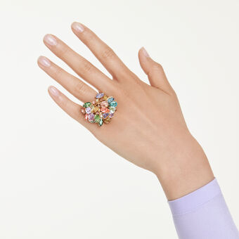 swarovski خاتم كوكتيل gema، قطع متنوع، ألوان متعددة، لمسة نهائية من الذهب عيار 18 قيراط