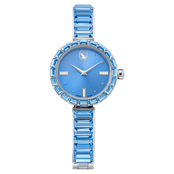 swarovski ساعة matrix بتصميم سوار، صناعة سويسرية، سوار كريستال، لون أزرق، ستانلس ستيل