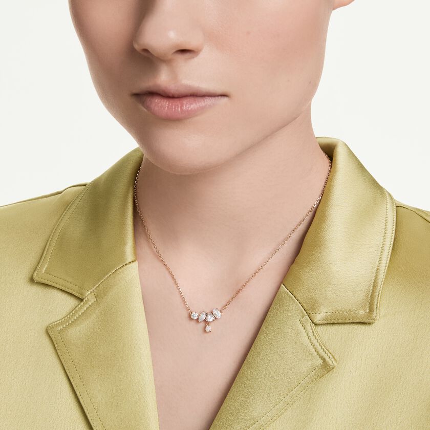 swarovski عقد mesmera، قطع متنوع، لون أبيض، لمسة نهائية من الذهب الوردي عيار 18 قيراط