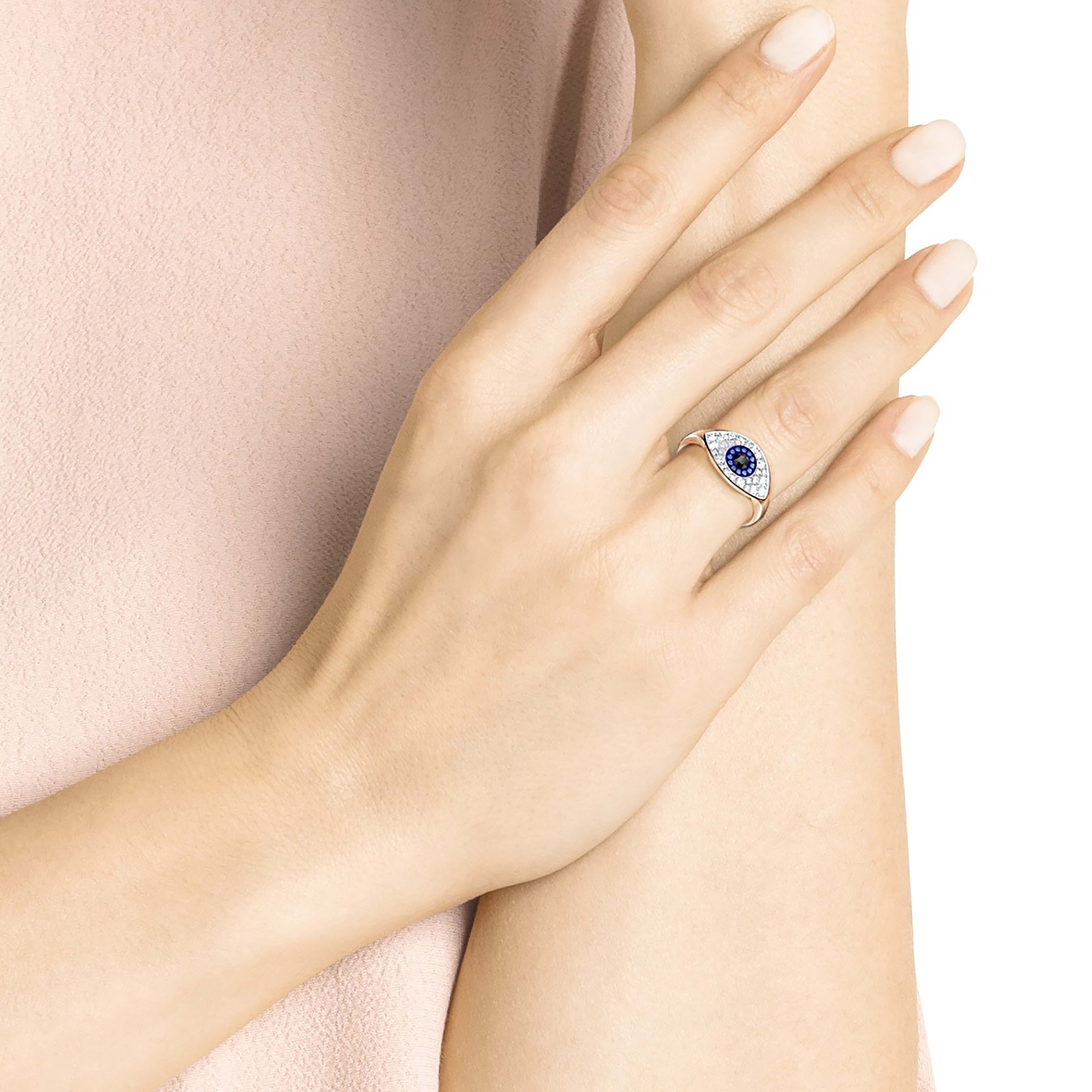 swarovski خاتم duo evil eye ،  متعدد  الألوان،  طلاء ذهبي وردي