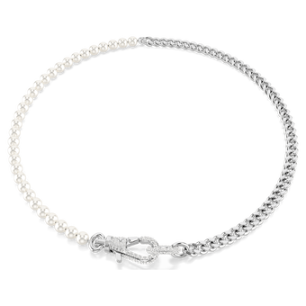 swarovski عقد dextera، لآلئ كريستال، أحجار كريستال صغيرة متراصة، لون أبيض، طلاء روديوم