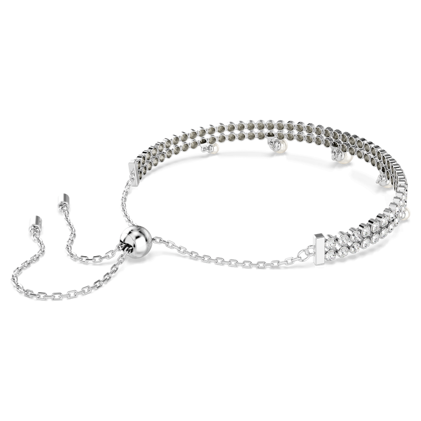 سوار ariana grande x swarovski، لآلئ كريستال، قطع مستدير، لون أبيض، طلاء روديوم