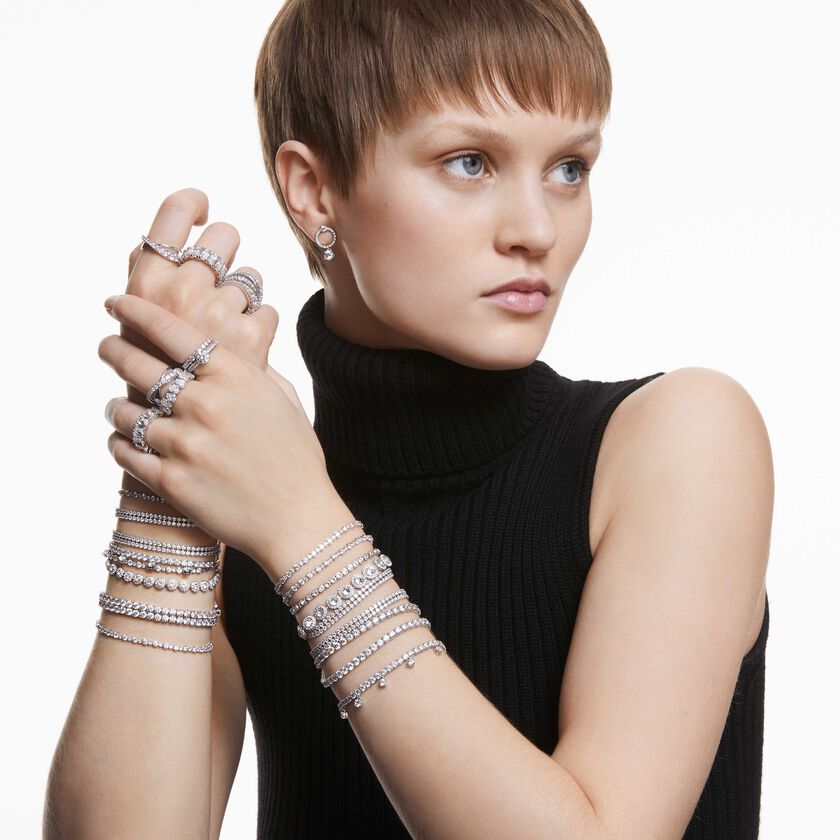 swarovski مجموعة خواتم i do، لون أبيض، طلاء روديوم