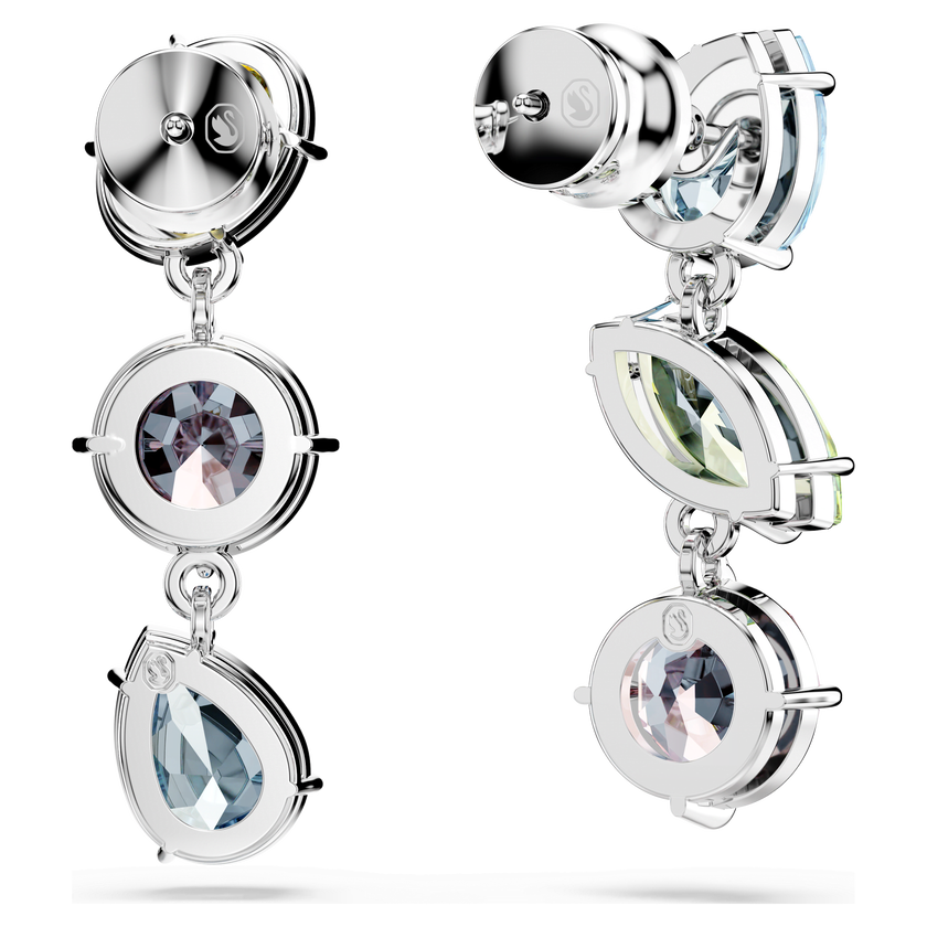 swarovski أقراط متدلية gema، تصميم غير متماثل، قطع متنوع، ألوان متعددة، طلاء روديوم